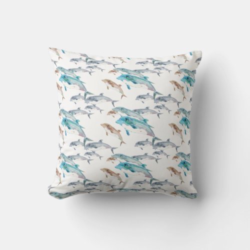 Blue Dolphin Throw Pillow