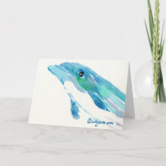 Blue Dolphin Watercolor Note Card