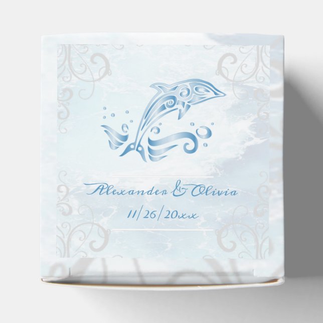 Blue Dolphin Wedding Favor Box (Top)