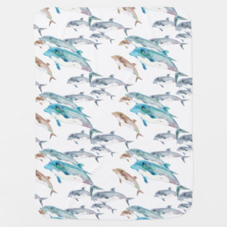 Blue Dolphins Baby Blanket