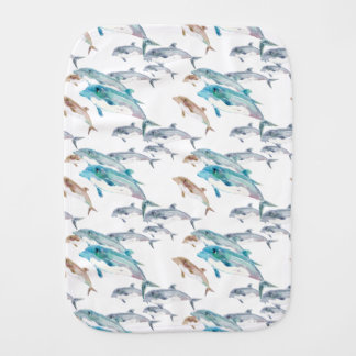 Blue Dolphins Baby Burp Cloth