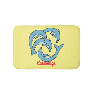 Blue Dolphins circling Thunder_Cove Bath Mat