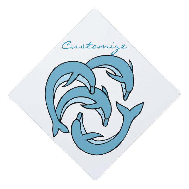 Blue Dolphins circling Thunder_Cove Graduation Cap Topper (Front)