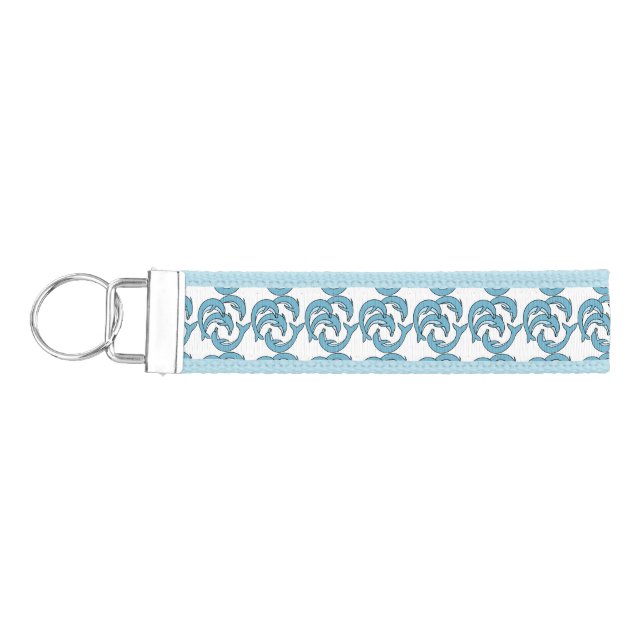 Blue Dolphins circling Thunder_Cove Wrist Keychain (Keys on Left)