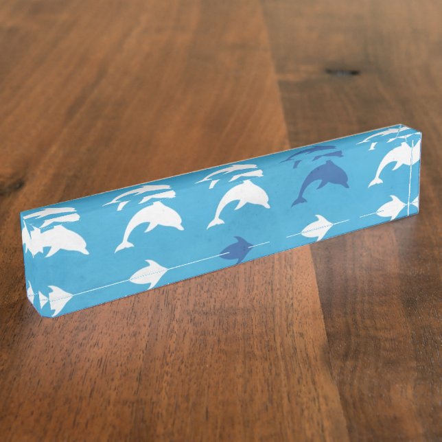 Blue dolphins desk name plate (Side)
