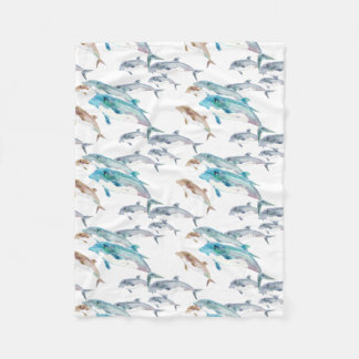 Blue Dolphins Fleece Blanket