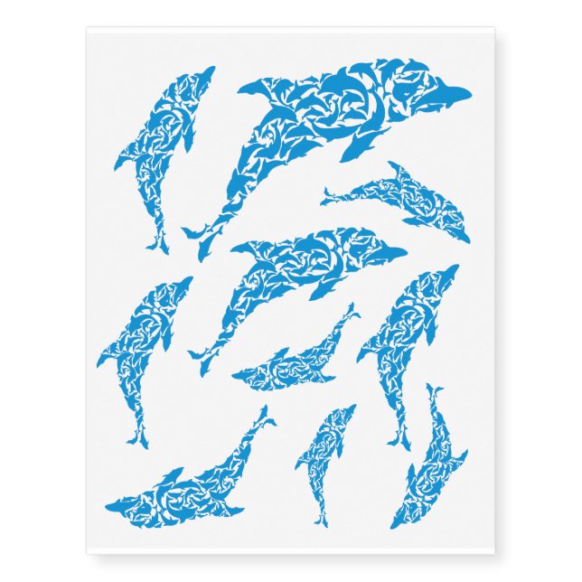 Blue dolphins forming a cute dolphin shape... temporary tattoos (Front)