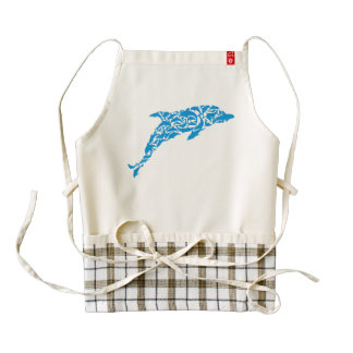 Blue dolphins forming a cute dolphin shape... zazzle HEART apron