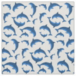 Blue Dolphins Jumping Pattern on Gray Fabric