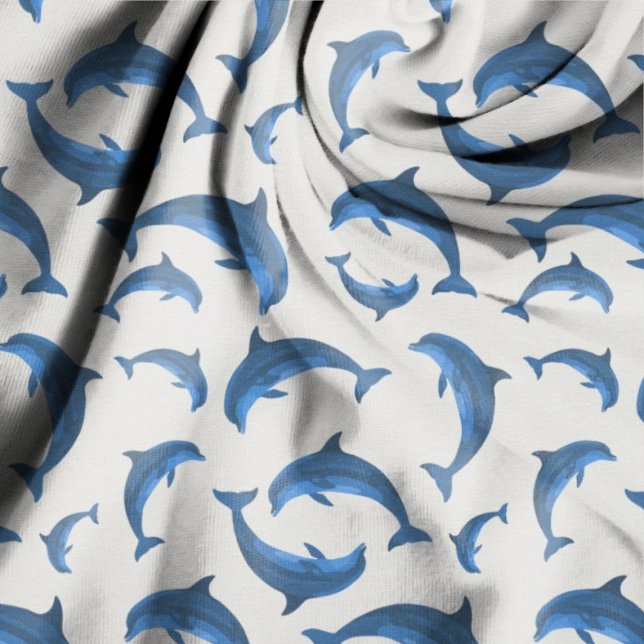 Blue Dolphins Jumping Pattern on Gray Fabric (Creator Uploaded)