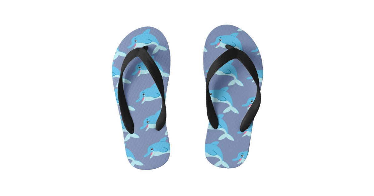 Blue Dolphins Kid's Flip Flops | Zazzle