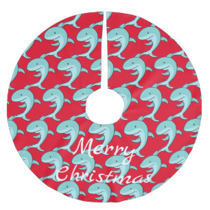 Blue Dolphins Leaping Thunder_Cove Brushed Polyester Tree Skirt