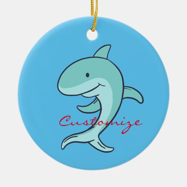 Blue Dolphins Leaping Thunder_Cove Ceramic Ornament (Front)