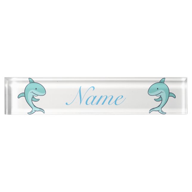 Blue Dolphins Leaping Thunder_Cove Desk Name Plate (Front)