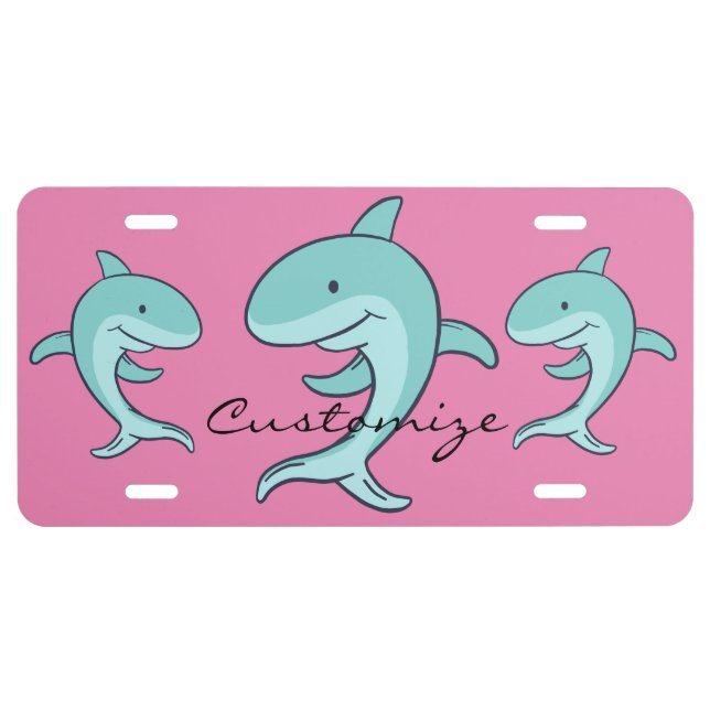 Blue Dolphins Leaping Thunder_Cove License Plate (Front)