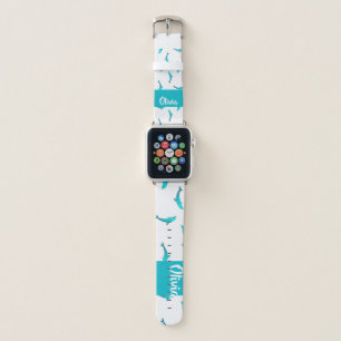 Blue dolphins on white apple watch band