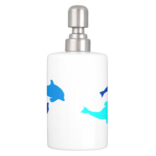 Blue Dolphins Soap Dispenser And Toothbrush Holder (Back)