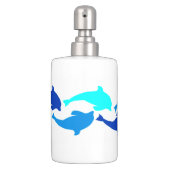 Blue Dolphins Soap Dispenser And Toothbrush Holder (Front)