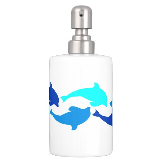 Blue Dolphins Soap Dispenser And Toothbrush Holder (Front)