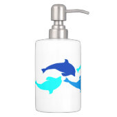 Blue Dolphins Soap Dispenser And Toothbrush Holder (Right)