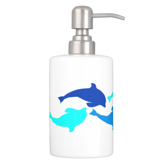 Blue Dolphins Soap Dispenser And Toothbrush Holder (Right)