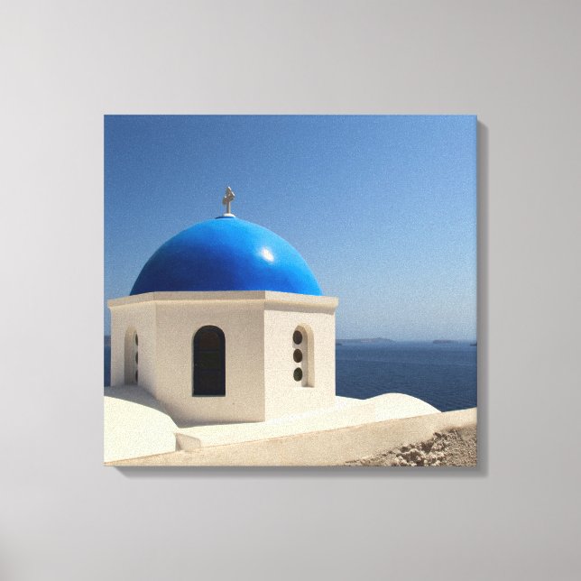 Blue dome on Santorini Canvas Print (Front)
