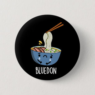 Blue-don Funny Udon Pun Dark BG Button