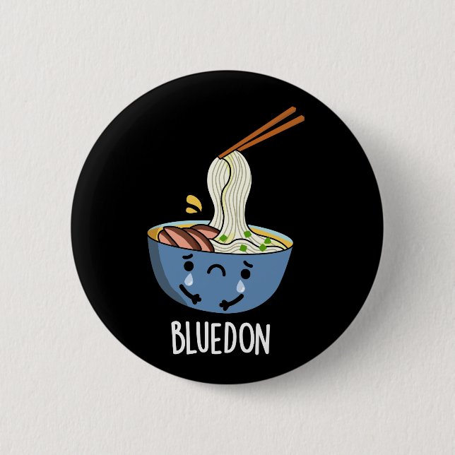 Blue-don Funny Udon Pun Dark BG Button (Front)