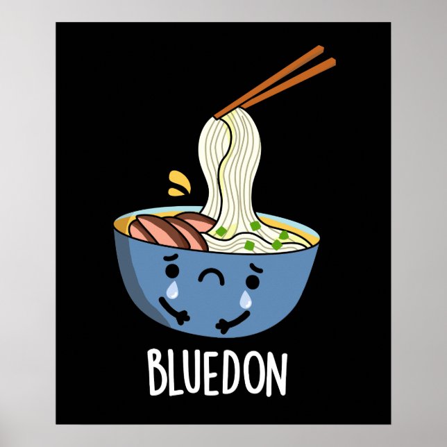 Blue-don Funny Udon Pun Dark BG Poster (Front)
