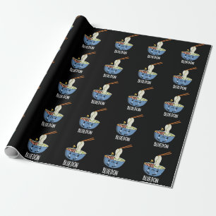 Blue-don Funny Udon Pun Dark BG Wrapping Paper