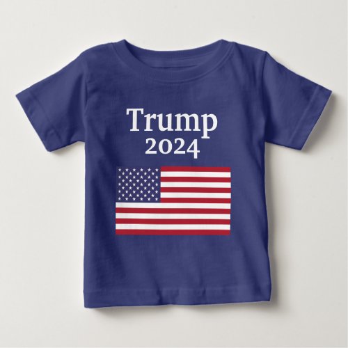 Blue Donald Trump 2024 American Flag Baby T_Shirt