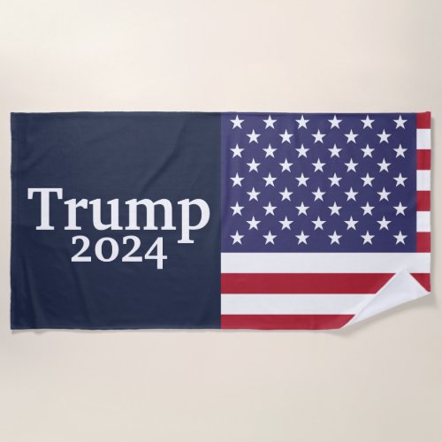 Blue Donald Trump 2024 American Flag Beach Towel