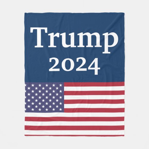 Blue Donald Trump 2024 American Flag Fleece Blanket