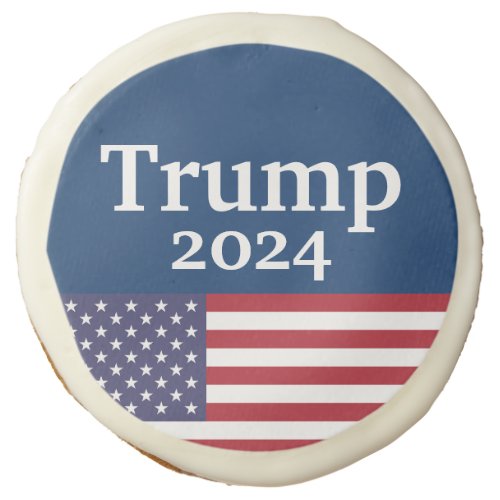 Blue Donald Trump 2024 American Flag Sugar Cookie