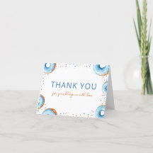 Blue Donut Bab Sprinkle Flat Thank You Card