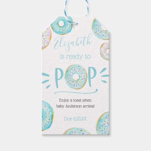 Blue Donut Baby Pop it When She Pops Gift Tags