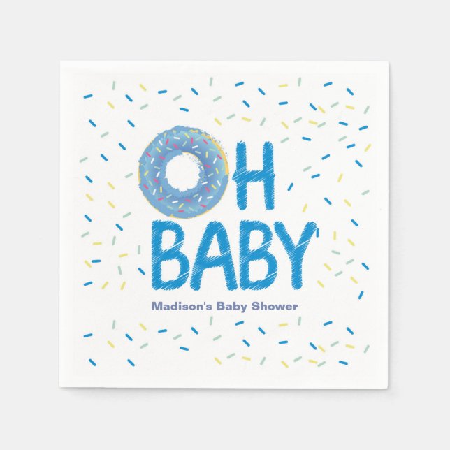 Blue Donut Baby Shower Napkin (Front)