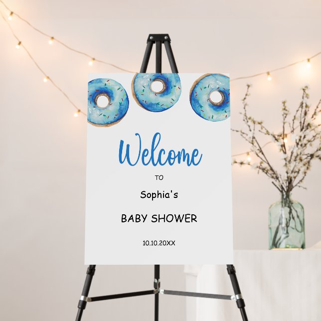 Blue Donut baby shower theme Foam Board (In Situ (Stand))