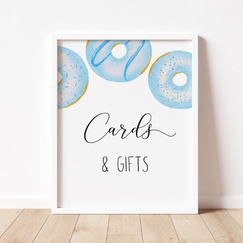 Blue donut baby sprinkle cards and gifts poster