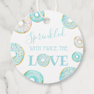 Blue Donut Baby Sprinkle Classic Round Sticker Favor Tags