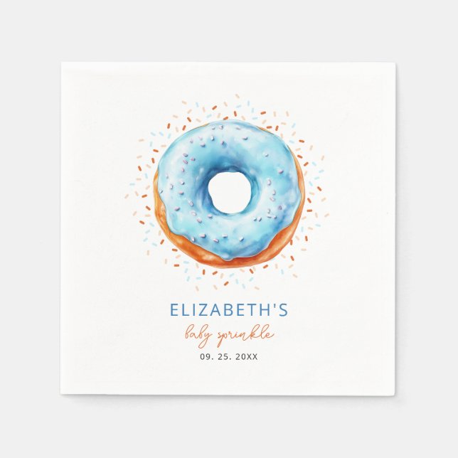 Blue Donut Baby Sprinkle Napkins (Front)