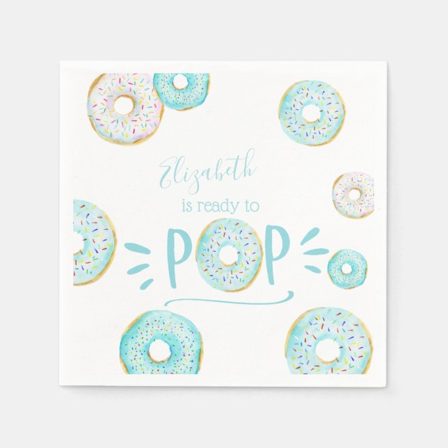 Blue Donut Baby Sprinkle Napkins (Front)