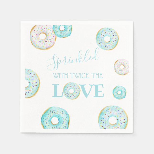 Blue Donut Baby Sprinkle Paper Plate Napkins (Front)