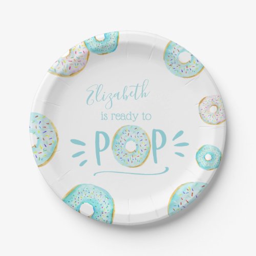 Blue Donut Baby Sprinkle Paper Plates