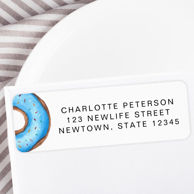 Blue Donut Baby Sprinkle Return Address  Label (Creator Uploaded)