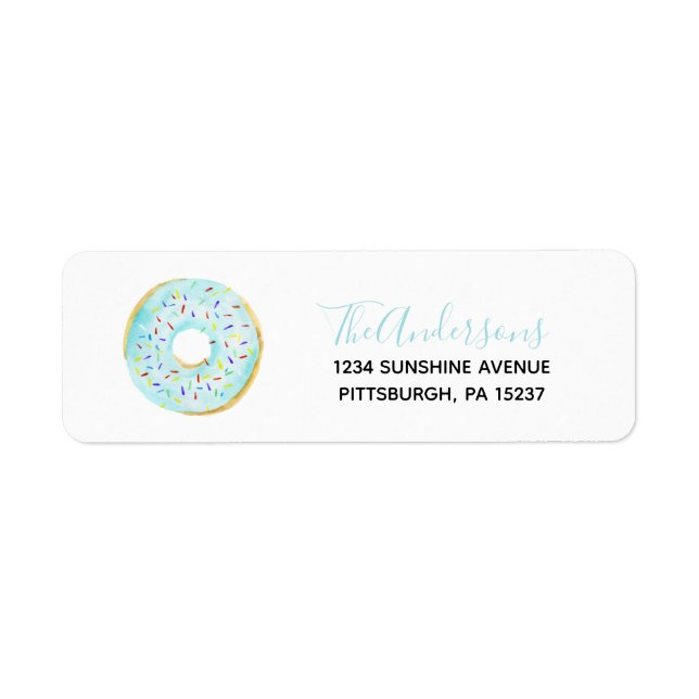 Blue Donut Baby Sprinkle Return Address Label (Front)