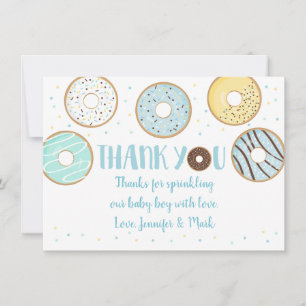Blue Donut Baby Sprinkle Thank You Card
