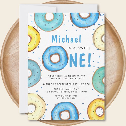 Blue Donut Boy's First Birthday Party