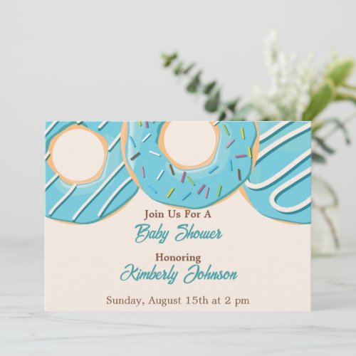 Blue Donut Delight Baby Shower Invitation