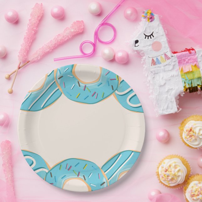 Blue Donut Delight  Paper Plates (Party)